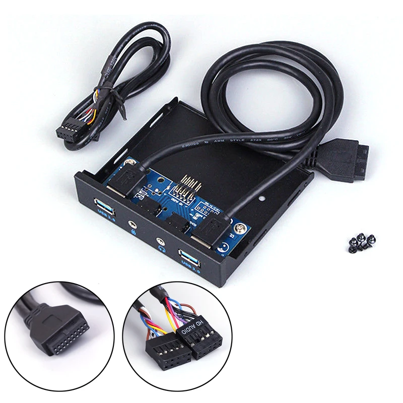 20 pin к 2 USB 3 0 портовый концентратор + HD аудио ПК флоппи Передняя панель