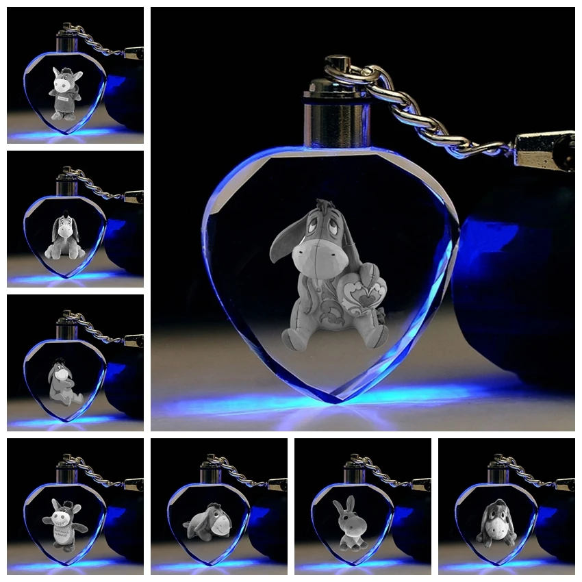 IVYYE Ослик ИА в форме сердца аниме светодиодный брелок для ключей Фигурка Кристалл игрушка брелок Светильник брелок унисекс подарки Новинка