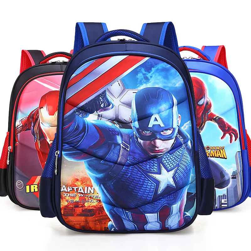 2018 كابتن أمريكا الرجل الحديدي سبايدرمان طفلة الأطفال الحضانة حقيبة مدرسية Bagpack مدرسية قماش الاطفال طالب الظهر