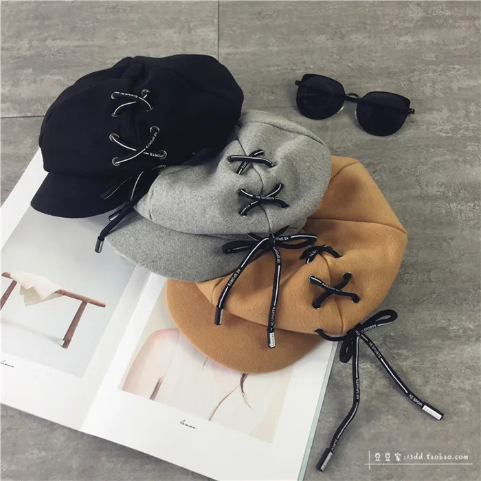 Fashion Retro Woolen Blend Newsboy Cap High Quality Beret Plaid Octagonal Hat for Men Women Cap gril