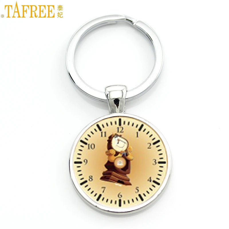 

TAFREE exquisite glass cabochon anime cartoon keychain fashion women men bag car key chain ring holder CT11