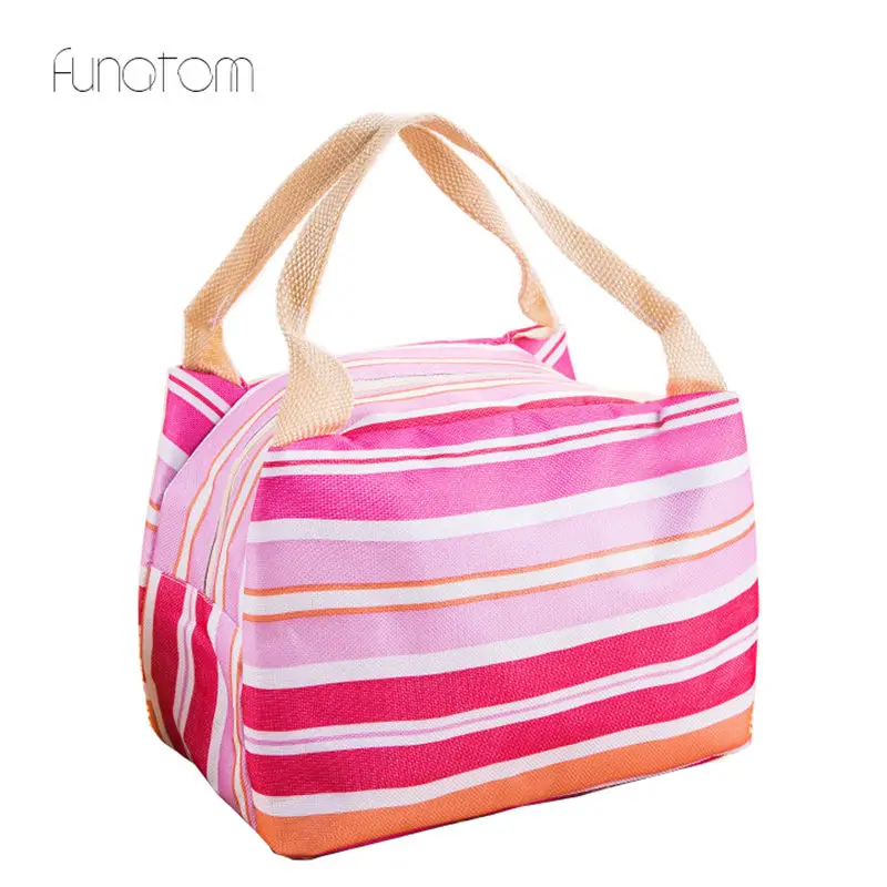 

400ml Striped Lunch Bag Portable Insulation Lunch Box for Picnic Cooler Thermal Bags for Student Women Lunch Bags Sweet Style