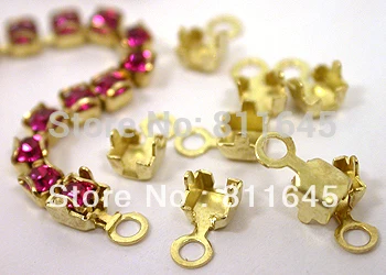

500pcs/lot SS10 Rhinestone cup chain end caps CPAM free Golden base, garment accessories