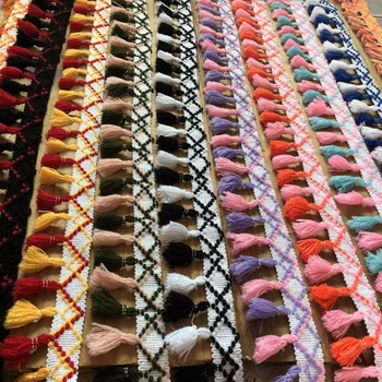 

5 cm wide colorful tassel hanging ear fringe lace trim accessories lace skirt macrame lace