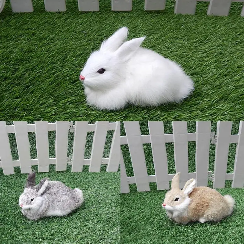 

Mini Realistic Rabbit Cute White Plush Rabbits Fur Lifelike Animal Easter Bunny Simulation Rabbit Toy Model Desktop Decoration