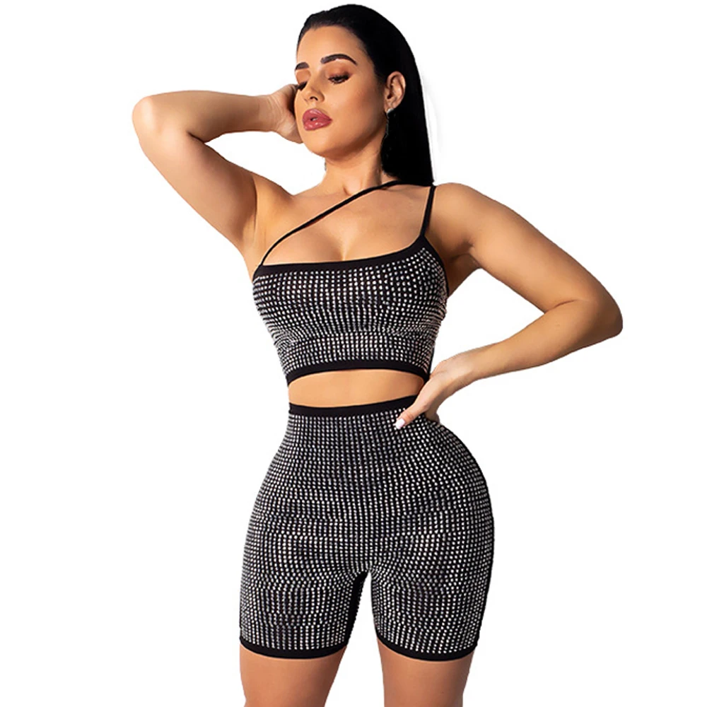 

Women Sexy Diamond Rompers Bodycon Shiny Rhinestone Hollow Out Short Jumpsuit Club Party Wear Playsuit Bodysuit Jumpsuits