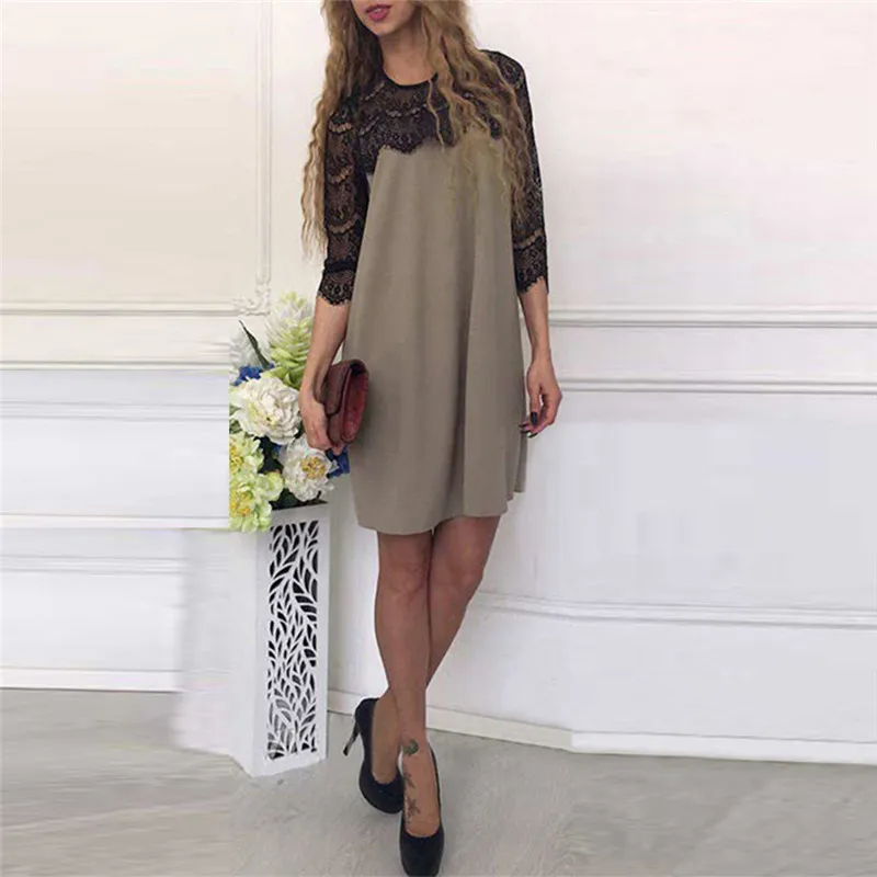 

JAYCOSIN 2019 Spring Dress Women's Half Sleeve Dress Bodycon Casual Short Mini Dress Fashion Loose Casual Dress