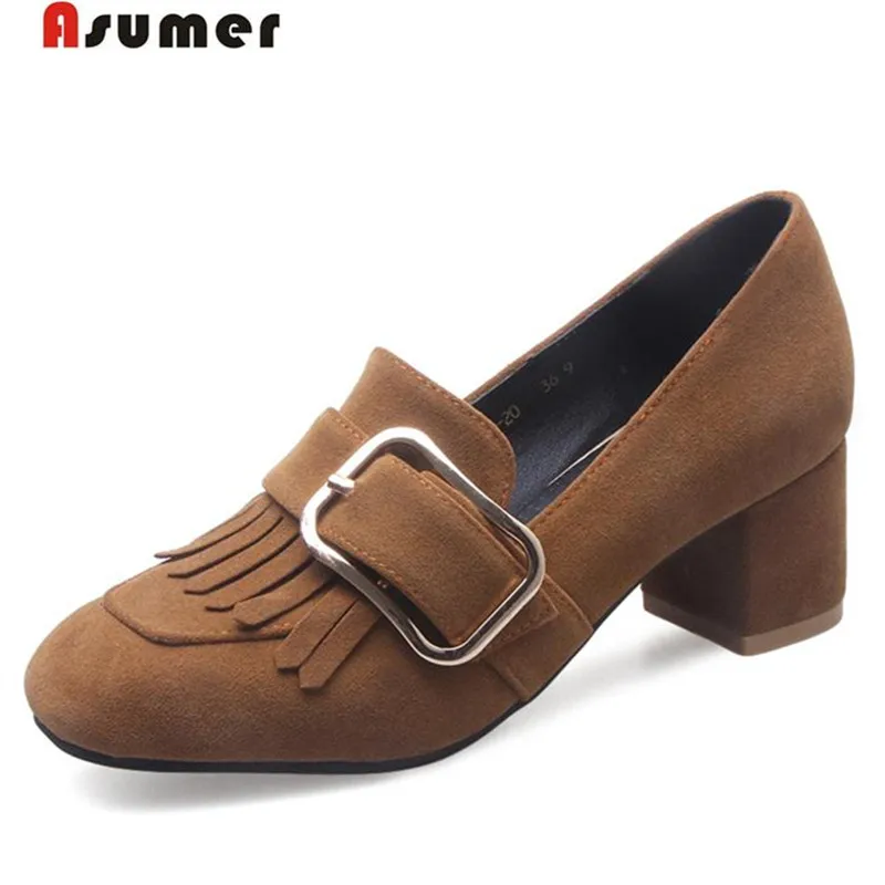 

ASUMER 2017 Spring autumn new shoes women square toe fashion shoes high heels single shoes pumps four seasons work party