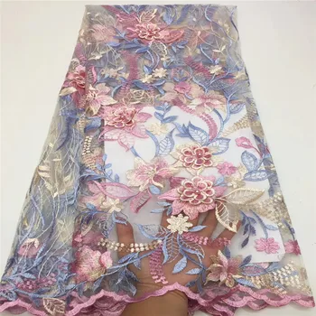 

Wedding Dress Stone Lace Fabric, Nigerian Lace Fabric For Dress, Lilac Lace Fabric High Quality French Lace