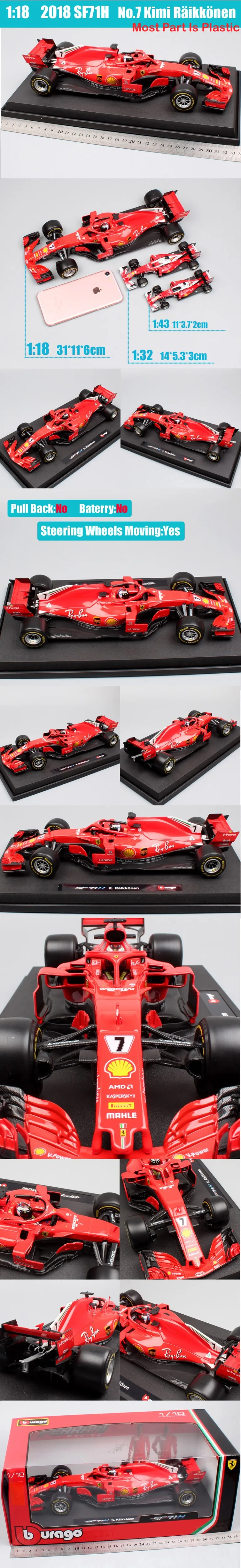 Дети 1:18 Большие весы BBurago Racing SF71H драйвер № 5 Kimi Iceman № 5 Себастиан веттел литье под давлением модели автомобилей игрушка