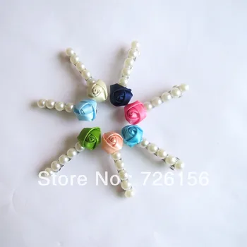 

40pcs/lot New Satin Mini Rose With Many Pearl Hair Clip Girl Clip