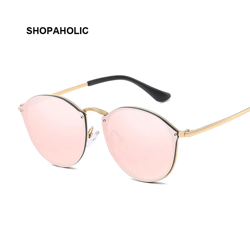 

Round Vintage Brand Designer Rose Gold Mirror Sunglasses for Women Metal Reflective Flat Lens Sun Glasses Female Oculos