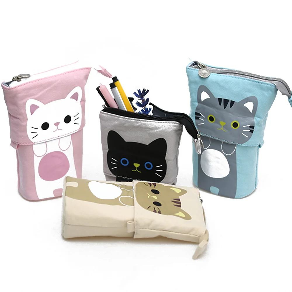 Cute Pencil Case Zipper Cat Pencil Box Boys&Girls School Supplies Pen