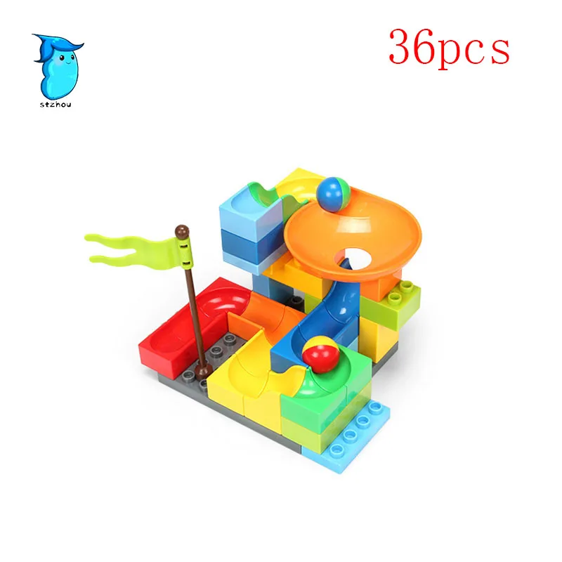 

StZhou 36pcs Duplo Marble Race Run Slide Construction Building Blocks Set for kids Learning Educational Toys Bricks for Children