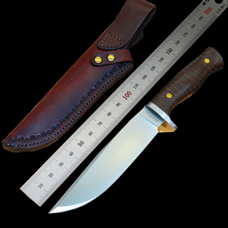 

LW (the) small Boyd python D2 steel straight knife pure manual carve patterns or designs on woodwork leather sheath For survival