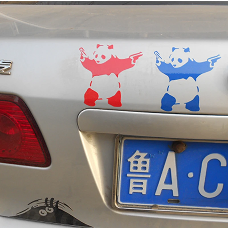 Панда с пистолетами виниловое искусство украшение автомобиля|bumper sticker|art bumper