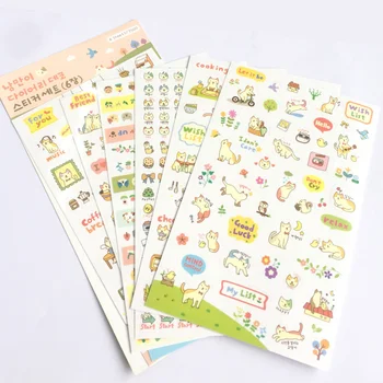 

6 Sheets /Pack Korean Cute Kawaii Cat Stickers PVC Phone Car Styling Decorative Stickers