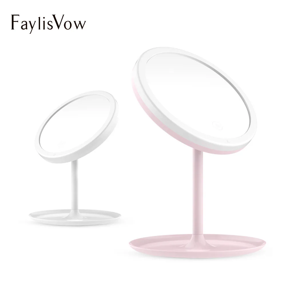 

Fashion Makeup Mirror Table Desktop Led Mirror Light 3 Color Adjustable Vanity Mirror Travel Articles Home Decoration Tools