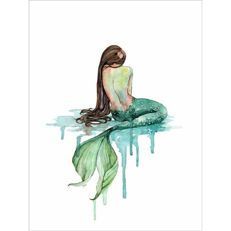 

5D DIY Diamond Painting By Number Diamond Embroidery Green Mermaid Artistic Watercolor Rhinestone Cross Stitch Kit Craft Decor