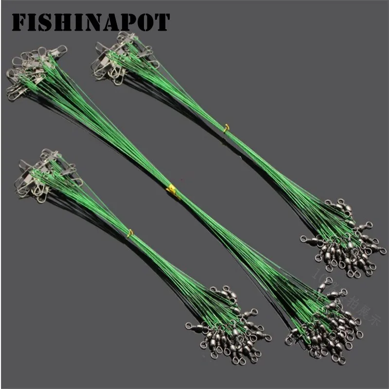 

10pcs/lot Anti-bite Fishing Wire Line Leash Lure Fishhook Line Trace Wire Leader Swivel Stainless Steel Rolling Swivels 2 Colors