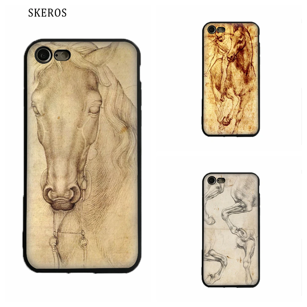 SKEROS Leonardo Da vinci horses anatomy Phone Soft For Apple Iphone X 5 5S Se 6 6S 7 8 Plus #ua87 |