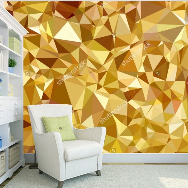 Custom gold wallpaper,Gold Geometric Polygon,modern murals for living