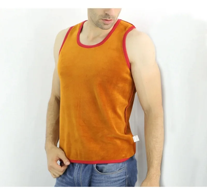 Зимний флисовый УТЕПЛЕННЫЙ ТОП-майка для мужчин, большой размер 6XL 7XL, однотонный мягкий мужской топ без рукавов с круглым вырезом, мужской черный серый синий теплый жилет