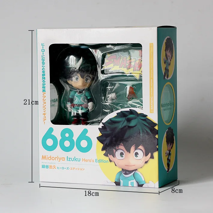 Huong аниме 10 см Nendoroid My Hero Academy Izuku Midoriya 686/Bakugou Katsuki 705 ПВХ фигурка Коллекционная модель игрушки - Цвет: 686 have retail box