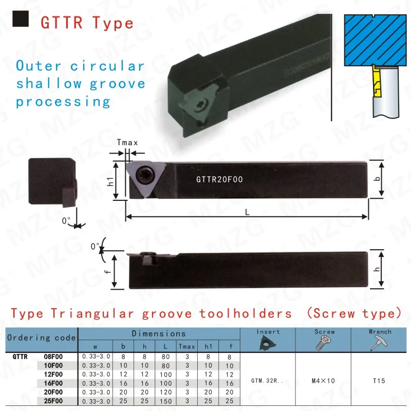 MZG GTTR10F00 GTTR12F00 GTTR16K00 Groove обработка режущих инструментов Резак токарный станок с