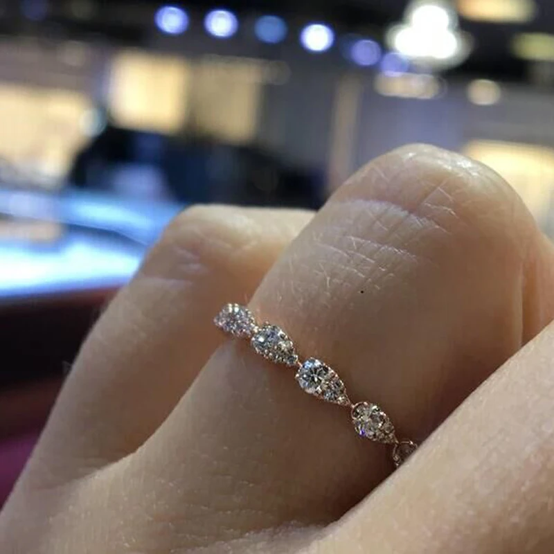 

Simple Cute Inlaid Zircon Finger Rings for Women Ladies Chic Tiny Rose Gold Color Plated Wedding Rings Jewelry Dropship Anillos