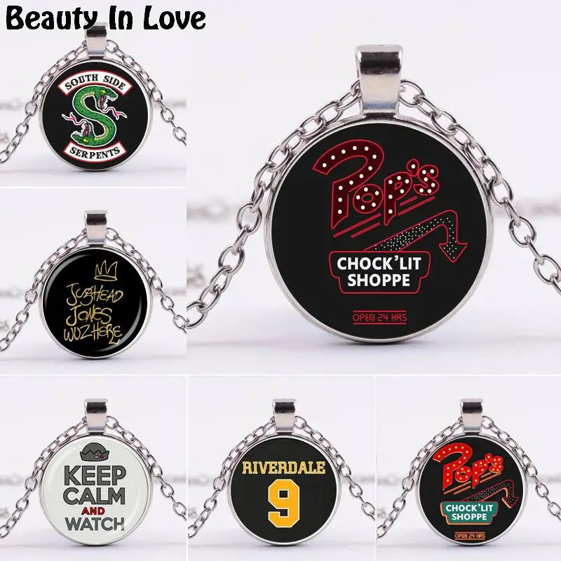 

Riverdale Necklace Chakra Pendant Choker Glass Cabochon Chain Lovers Necklaces Antique Women Men Jewelry Metal Key Chain F290