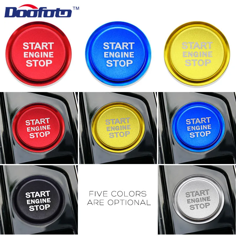 Doofoto Accessory Black Covers Car Start Engine Button Silver Rings Case For Volkswagen Golf 6 7 Passat B5 B6 Polo Tiguan Caddy Car Start Button Cover Car Start Button Car Start Stop Button
