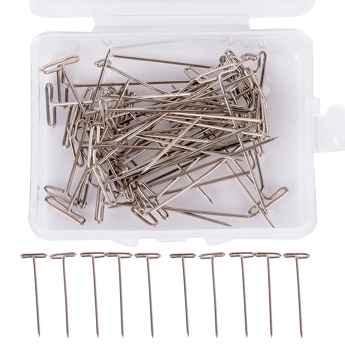 

50 pieces 38mm Metal T Pins Practical Pin T Shape Needles for Salon Modelling Wigs Sewing Craftwork DIY Weaving Tool