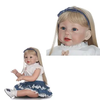

Reborn Toddler Bebe Silicone Girl Blonde Hair 29" Children's Wear Model Doll Toy Silicone Baby Doll Toys For Girls Doll Reborn