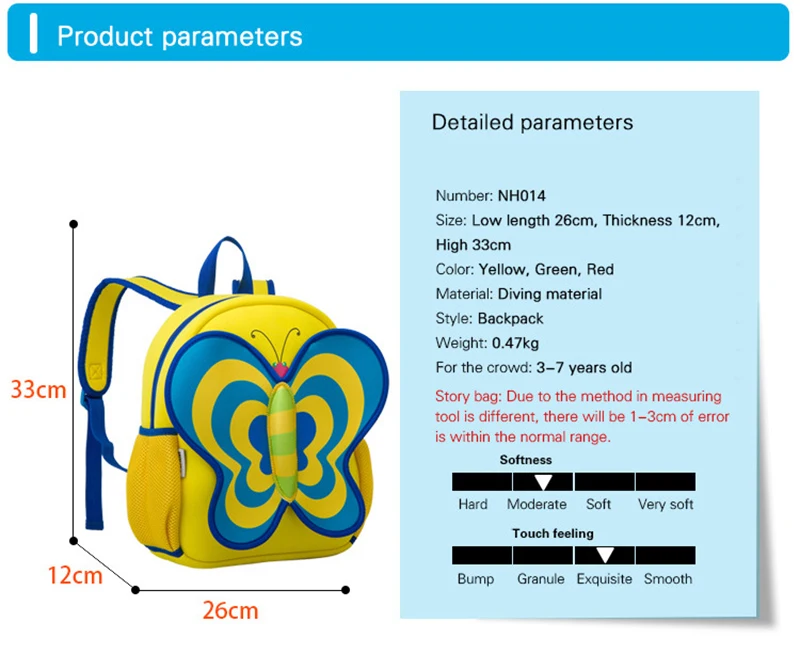 NOHOO водонепроницаемые детские школьные сумки с мультяшными бабочками, школьные рюкзаки для девочек-подростков, Детская сумка-рюкзак