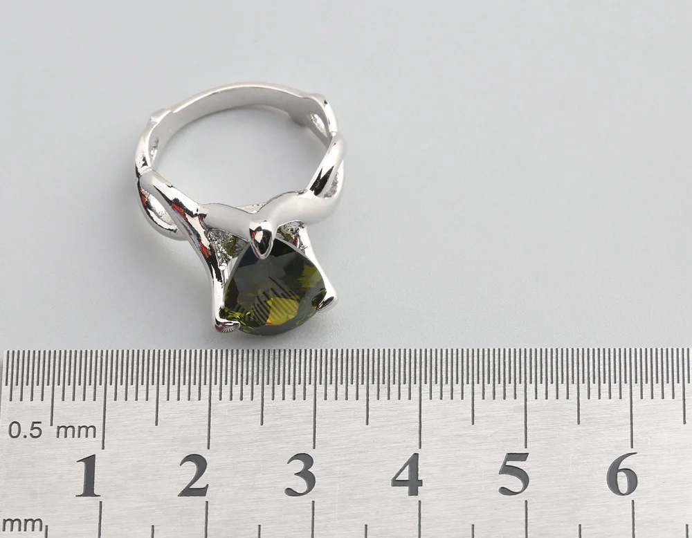 Хорошее Оливковое Перидот 13*10 мм полудрагоценное серебряное кольцо для женщин Q2363