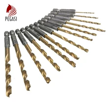 PEGASI 13 шт./набор быстрорежущее стальное сверло из быстрорежущей стали для металла с титановым покрытием 1/4 шестигранный хвостовик 1,5-6,5 мм аксессуары для электроинструментов