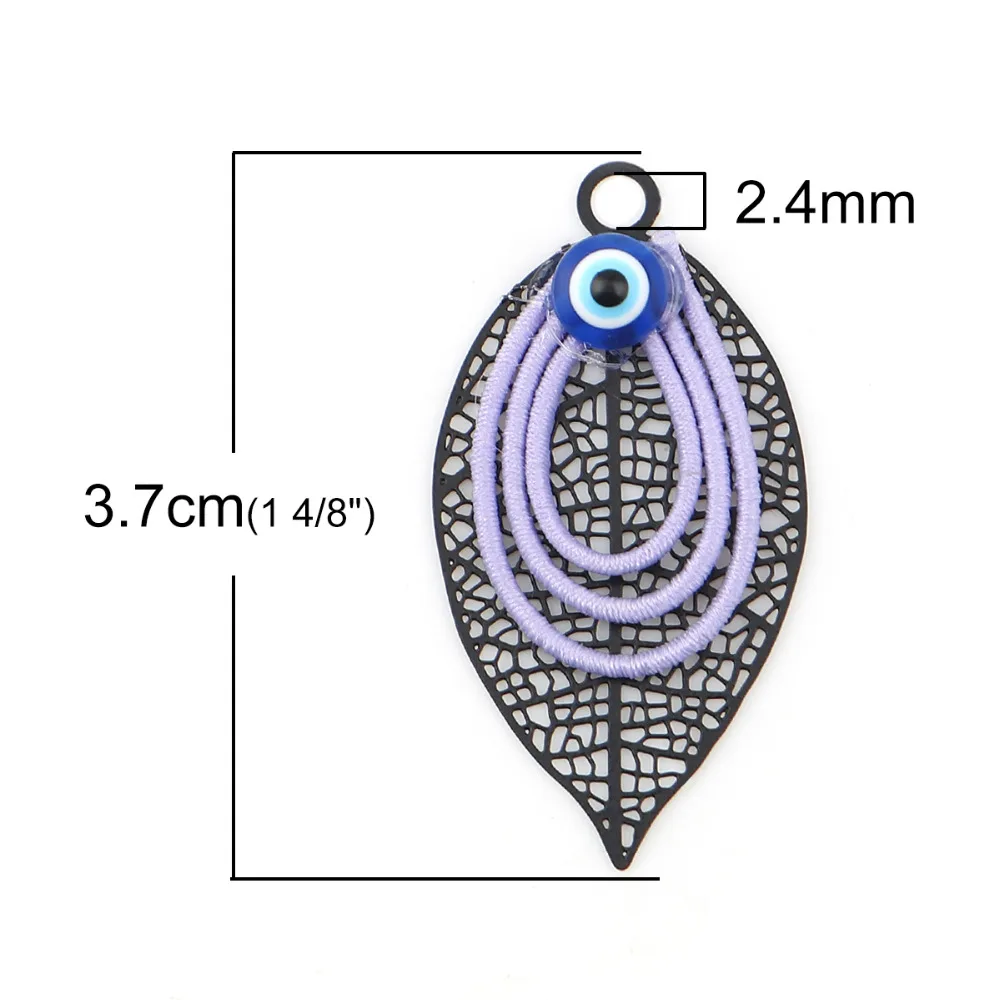DoreenBeads модные медные и эластичные подвески в виде листьев черные Красочные
