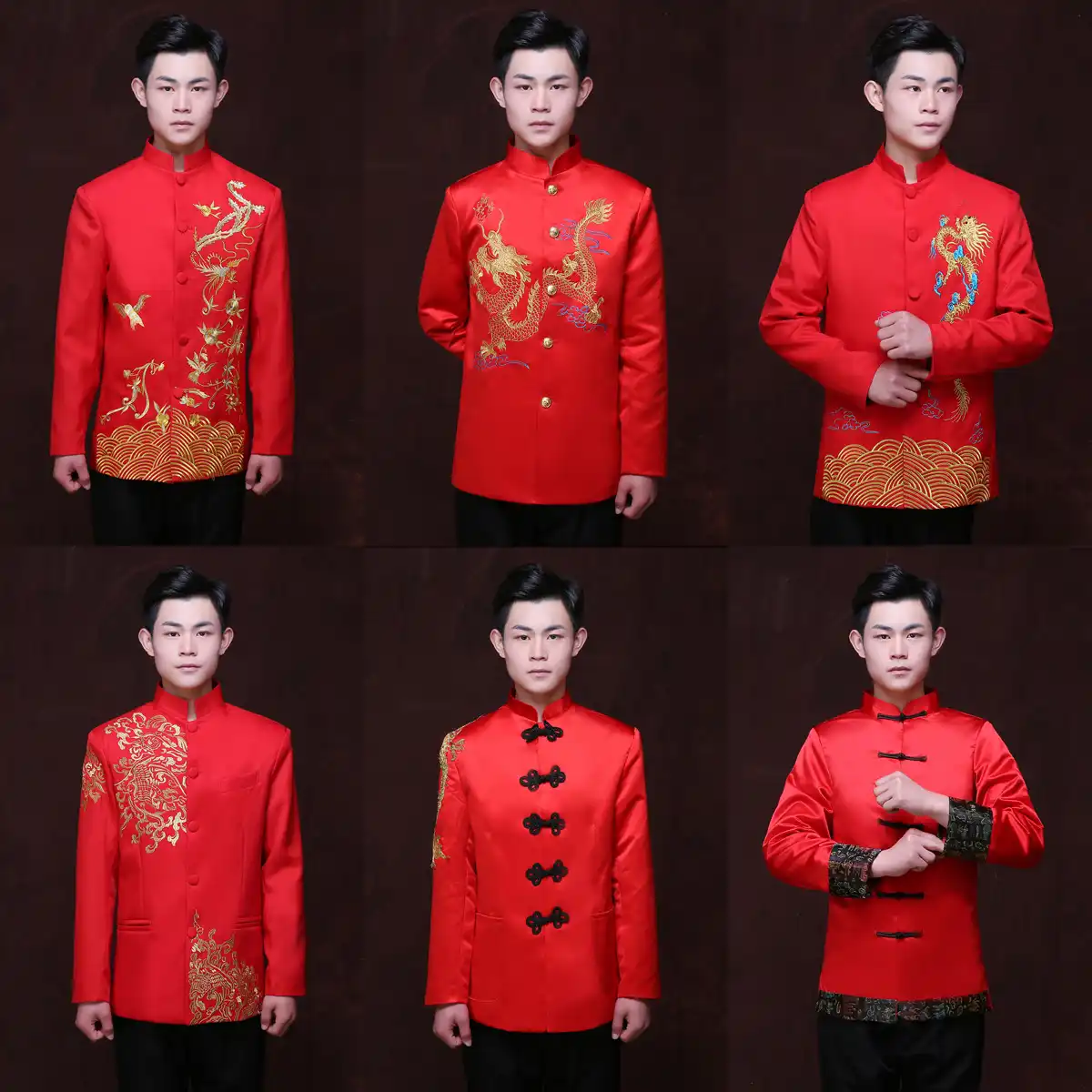 Chaqueta Roja China Del Novio De La Boda Hombre Tunica Tang Traje Vestido Tradicional Chino Dragon Hombres Cheongsam Top Traje 90 Aliexpress