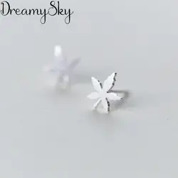 DreamySky 100% реальные 925 пробы серебряные ювелирные изделия корейский милый кленовый лист серьги для женщин Bijoux себе Brincos Pendientes