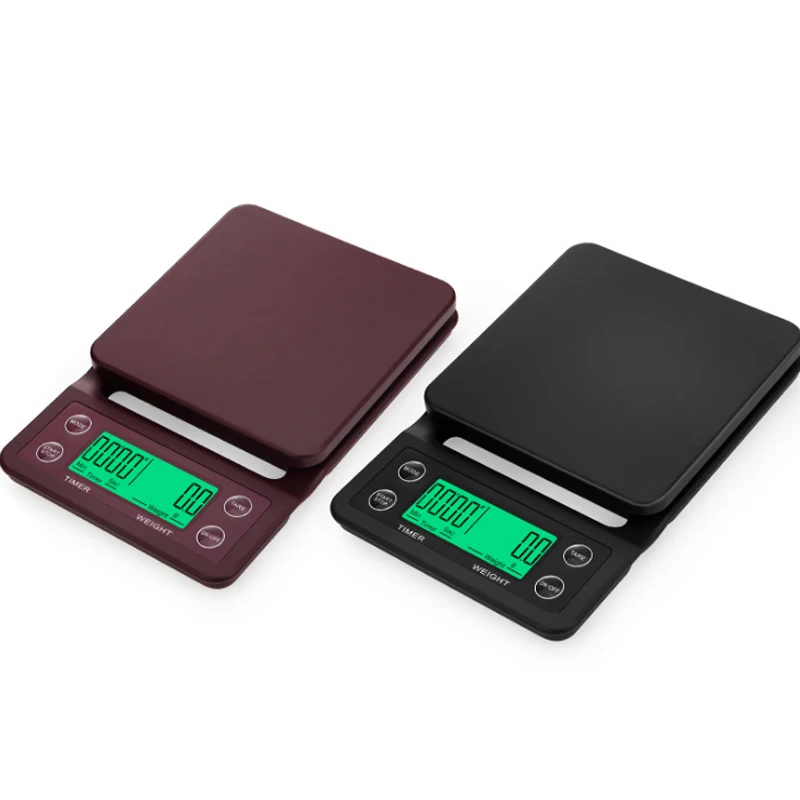 

New Kitchen 3kg 5kg 0.1g Timing Coffee Scale Precision Food Scale Small Portable Waterproof and Heat Insulation Digital Scale