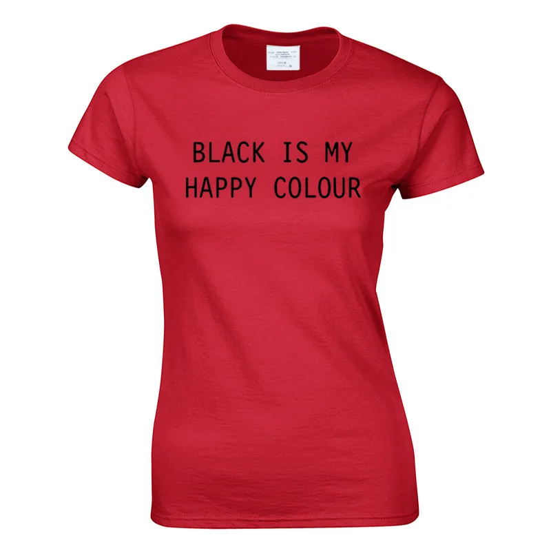 

new short sleeve women tshirt casual cotton black is happy color printed women's t shirt tops tee shirts cool t-shirt
