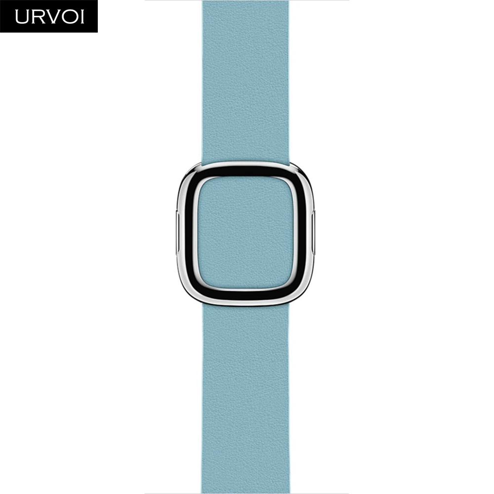 URVOI, современный ремешок с пряжкой для apple watch, серия 5, 4, 3, 2, 1, ремешок для iwatch, мягкий гладкий верх, зернистая кожа, удобный на ощупь - Цвет ремешка: Aqua