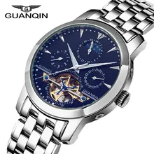 GUANQIN Mechanical Watch Men Sapphire Mirror Tourbillon Automatic Watches Casual Waterproof Mens Wristwatch Relogios Masculino