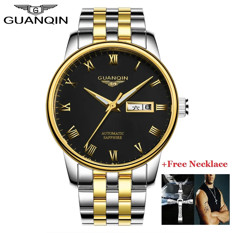

GUANQIN Original Men's Watch Japanese Movement Automatic Mechanical Watches Classic Analog Stainless Steel Link Bracelet Watch
