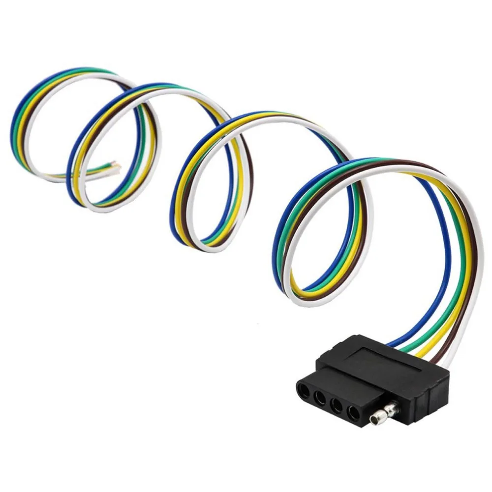 TIROL 5-Way Flat Trailer Wire Harness Extension Connector Plug with 36 inch Cable Length End Connector