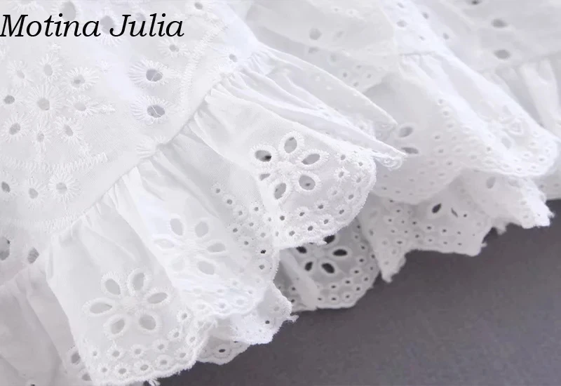 Motina Julia, сексуальное Белое платье с кружевной оборкой, летние элегантные вечерние короткие платья, женское повседневное пляжное платье с поясом, vestidos