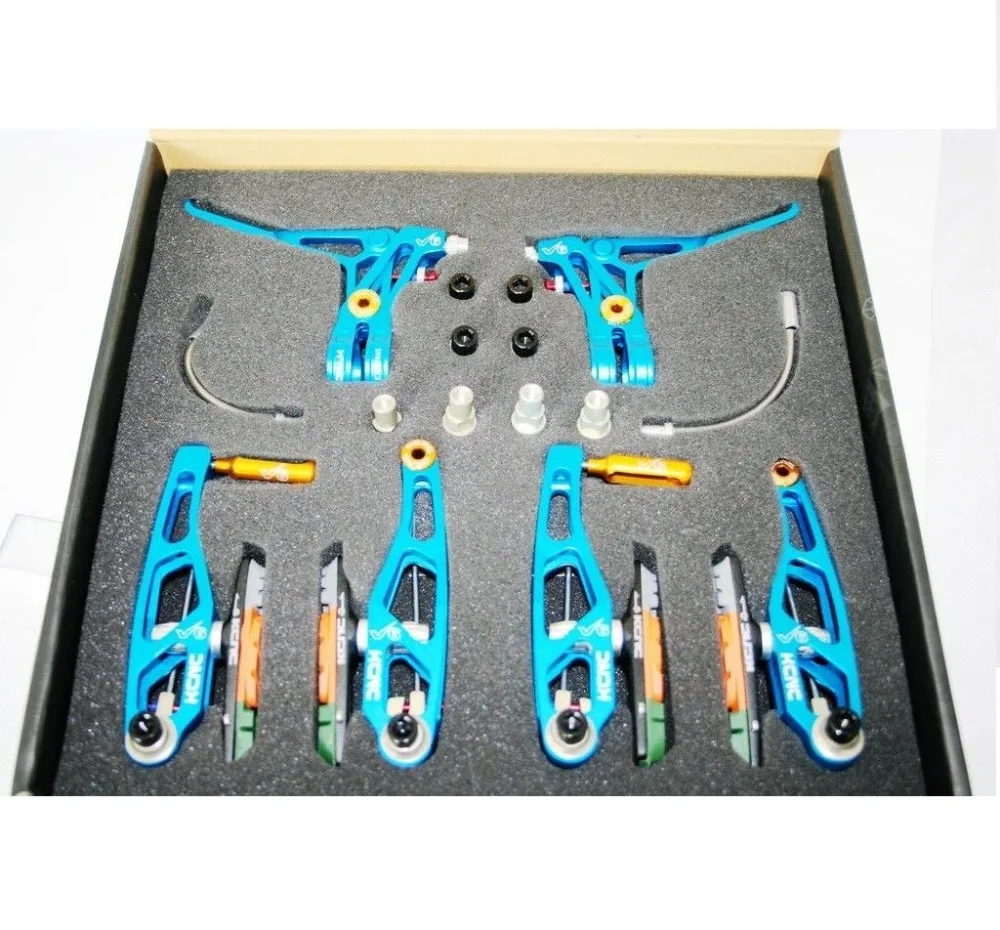 

KCNC V6 VB6 MTB FOLD BIKE V BRAKE LEVERS and Calipers bicycle Rim brake set with levers 340G full set blue Color