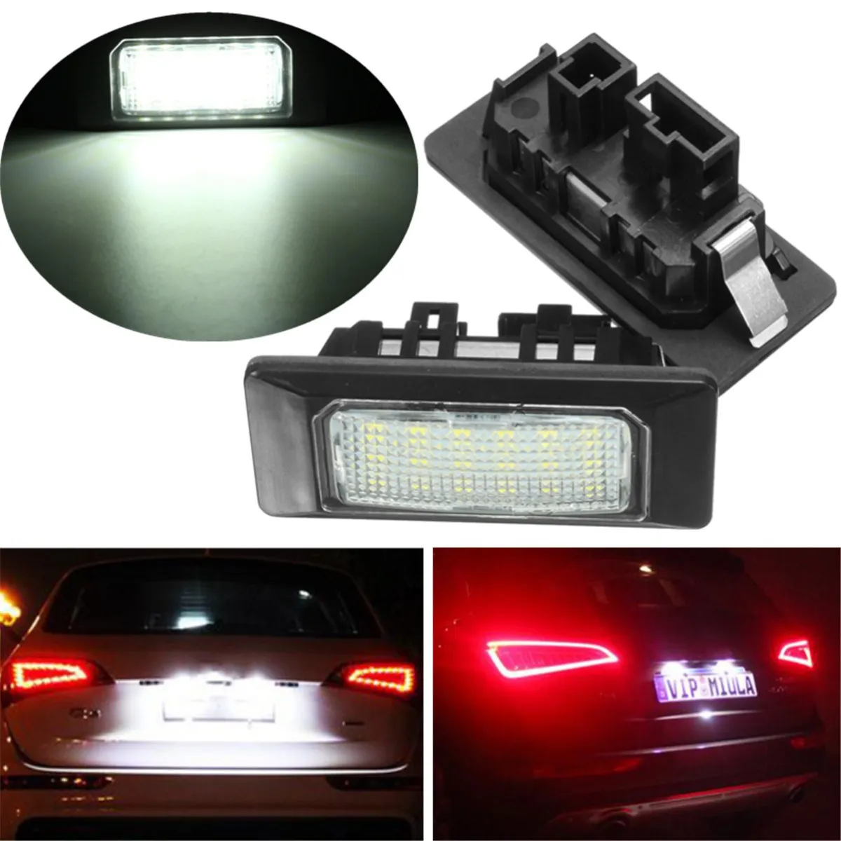 2Pcs White 6500K 18 LED Number License Plate Light font b Lamp b font For VW