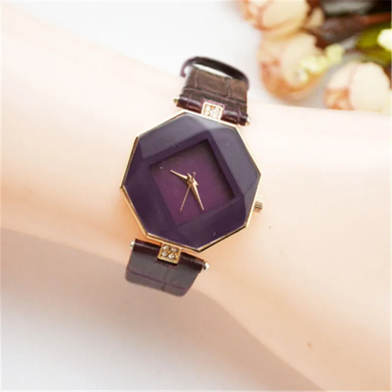 Bayan kol saat женские часы, кварцевые наручные часы, ретро дизайн, повседневный кожаный ремешок, женские часы-браслет, reloj mujer - Цвет: purple